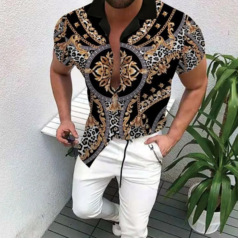 Yaz erkek giyim baskılı gömlek trendi hırka high-end moda kısa kollu casual gömlek