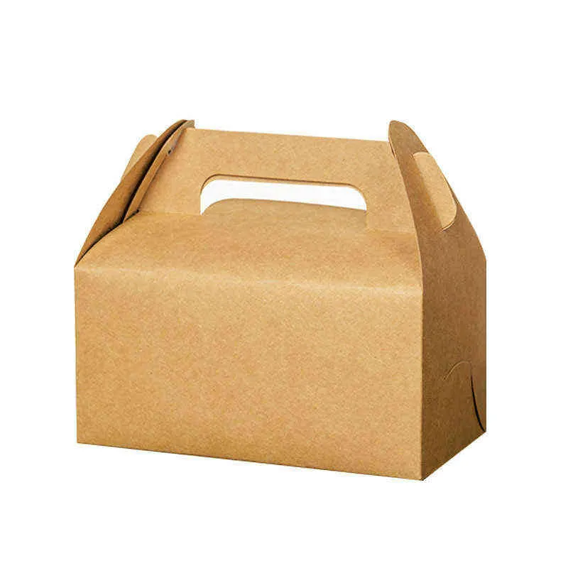 50 pièces boîte de papier kraft avec poignée boîte-cadeau de mariage emballage de muffins fête d'anniversaire dessert paquet de cuisson biscuits boîte de cupcake H1231