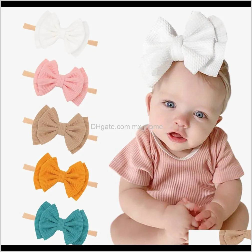 Baby moederschap drop levering 2021 grote boog baby hoofdband 10 kleuren nylon elastische baby peuter kinderen kinderen hoofddeksels meisjes haaraccessoires