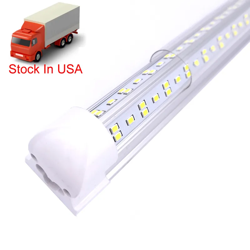 Cooler Door LED Tube V Shaped 8FT Lights 4FT 5FT 6FT 8 Feet T8 56W 72W Double Side Integrated Shop light 7200lm 10000lm 14400lm