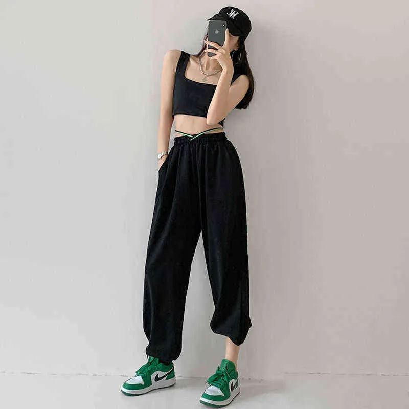 Korean Style High Waist Baggy Sweatpants Women MINGLIUSILI Summer 2021  Fashion Joggers For Women Casual Letter Print Streetwear Pants Y211115 From  Mengyang02, $31.06