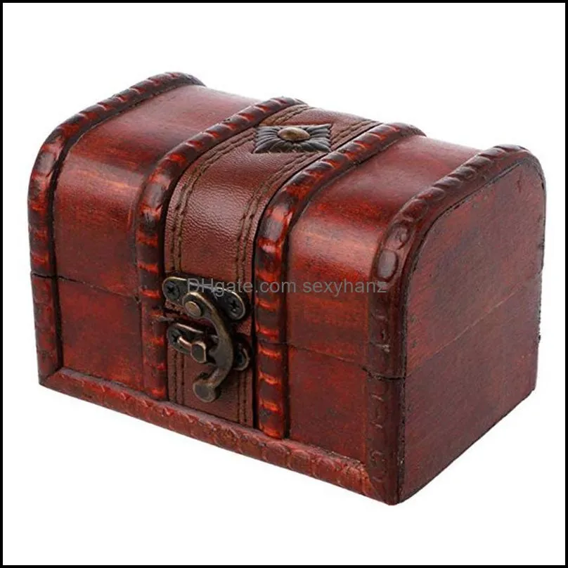 Jewelry Pouches, Bags Small Storage Treasure Rustic Wooden Box Case Vintage Handmade Chest