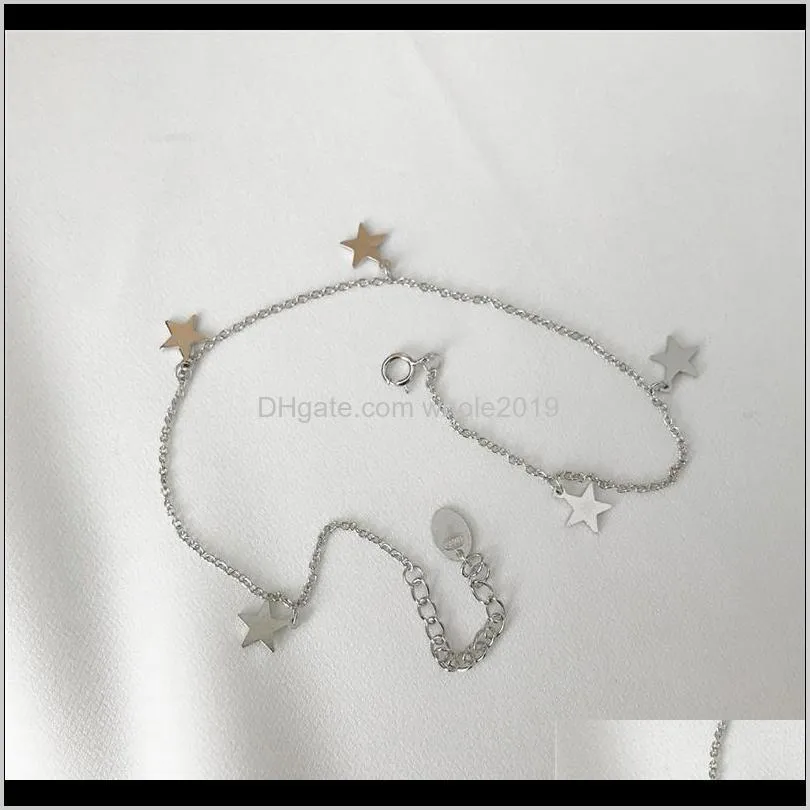 sterling silver women fashion anklets girls stylish lucky star luxury feet jewelry summer beach cool chic