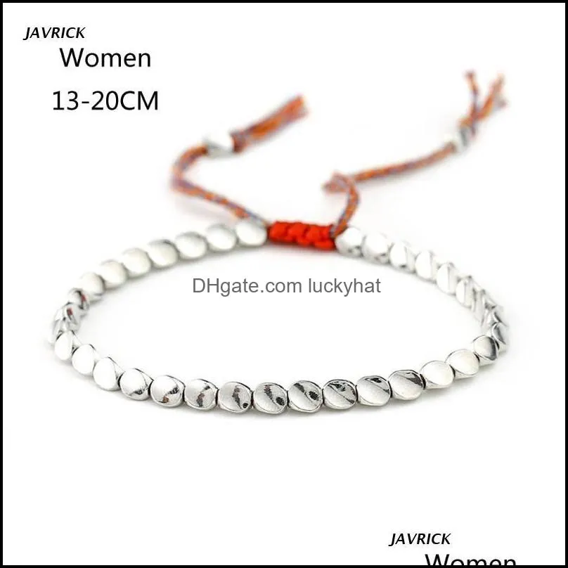 Cotton Luck Rope Bracelet Tibetan Copper Bead Buddhist Braided Good Lucky Amulet Jewelry Adjustable X5QD Link, Chain