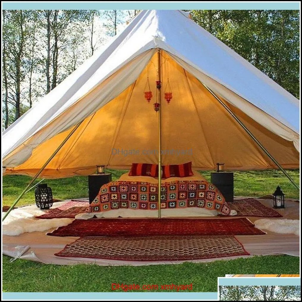 Shelters Camping Hiking Sports & Outdoorshigh Quality Waterproof Mildew-Proof Canvas Bell Tent Two Stove Jackets (Top And Wall) All Season