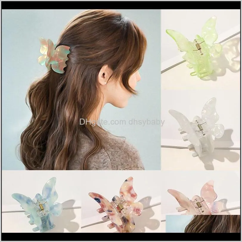 women girls butterfly clamps acetate hair crab plastic hair claw clip coorful hairpin large size hair accessories