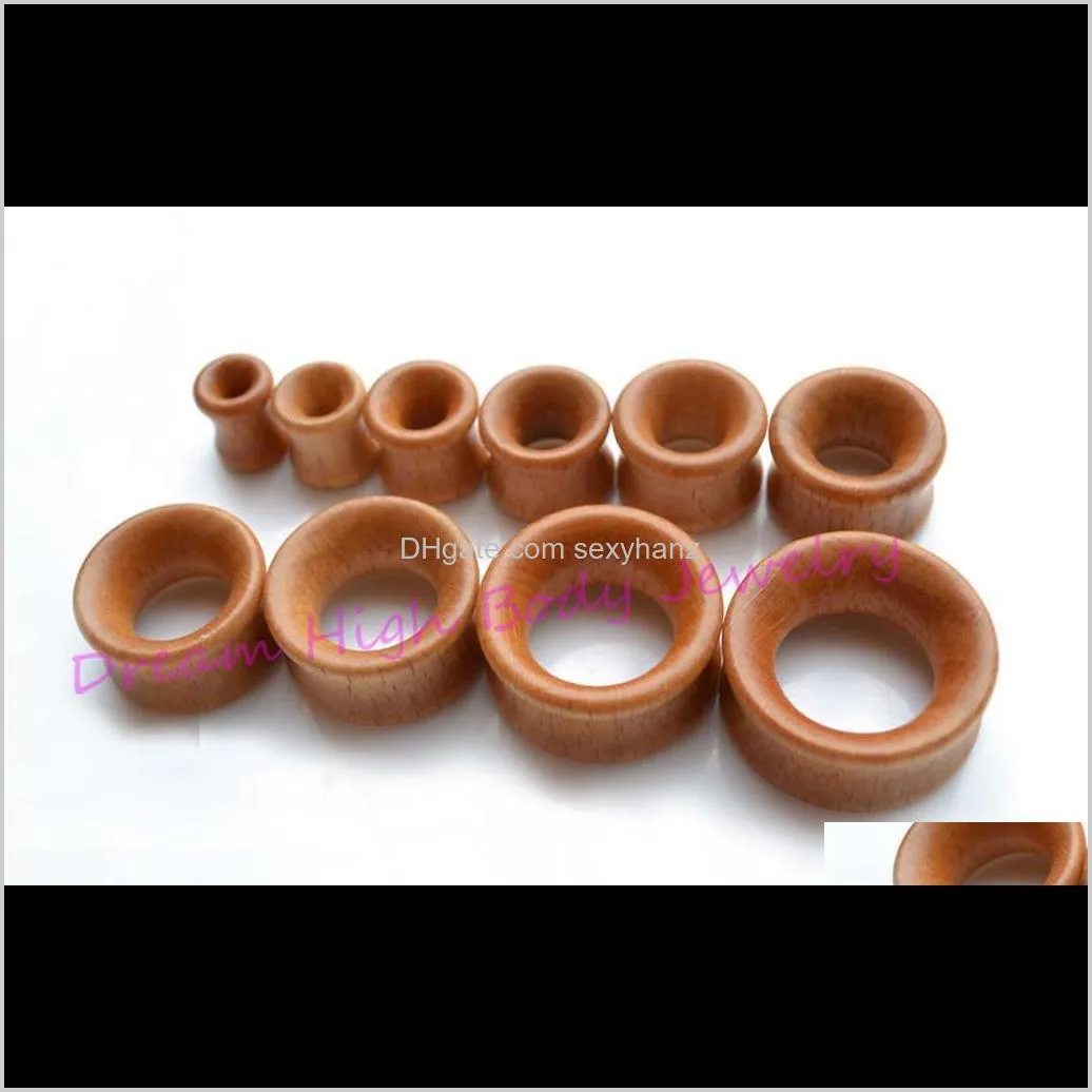 Other Drop Delivery 2021 Brown Wood Flesh Tunnel Ear Plug Expander Piercing Fashion Body Jewelry 8Mm 20Mm Double Flare Earring Wholesale Al