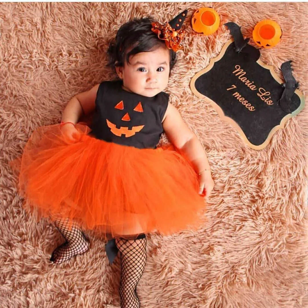 Ropa De Niña Bebé 0 3 Meses Vestido De Fiesta De Halloween Para Niñas Para  Niños Pequeños Red De Manga Larga Dibujos Animados De Dibujos Animados  Vestidos De Bebé Ropa De Niña