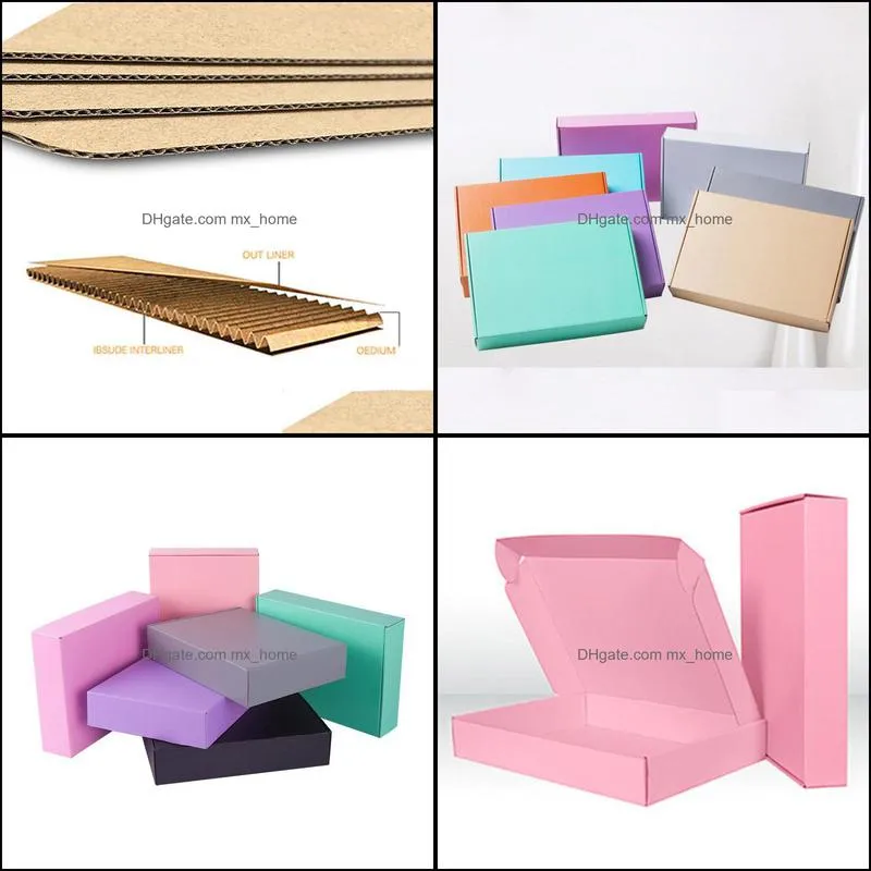 10Pcs Color Corrugated Paper Box 3 Layer Small Courier Box Jewelry Express Boxes Kraft Gift Packaging Logistics Supplies