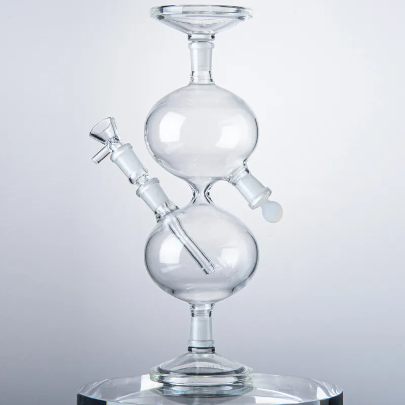 Infinity Waterfall Glass Bong 11 Inch Hookahs Recycler Two Bongs Universal Gravity Water Vessel Pipes 14mm Joint Diffused Downstem Oil Dab Rigs Smoking Wholesale