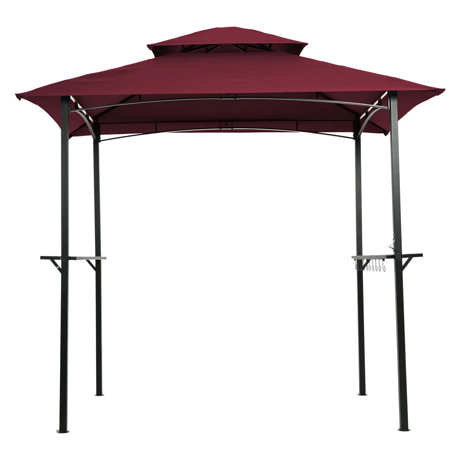 Outdoor Grill Gazebo BBQ Tools Pergolas Bridge Shelter Tält Dubbel Tier Mjuk Top Canopy Steel Frame With Hook and Bar Counters Bourgogne