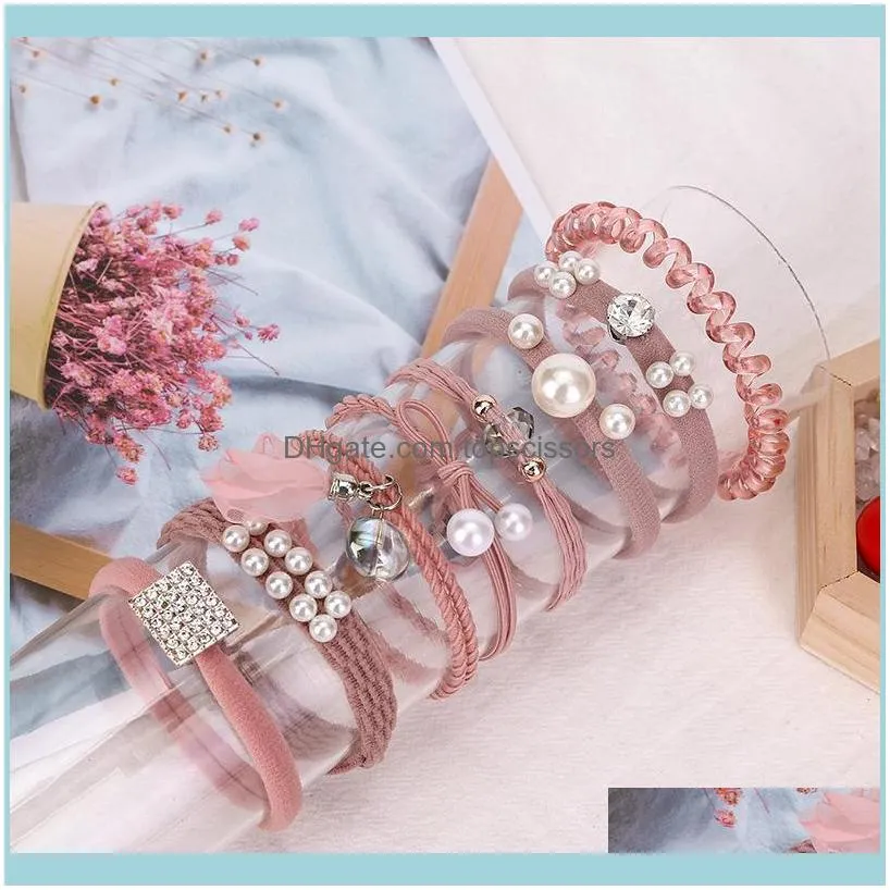Pieces/12 Pieces Set Pearl Hair Tie Elastic Band Made Of Rubber Bands Bows 2021 Korean Accessories Girls1