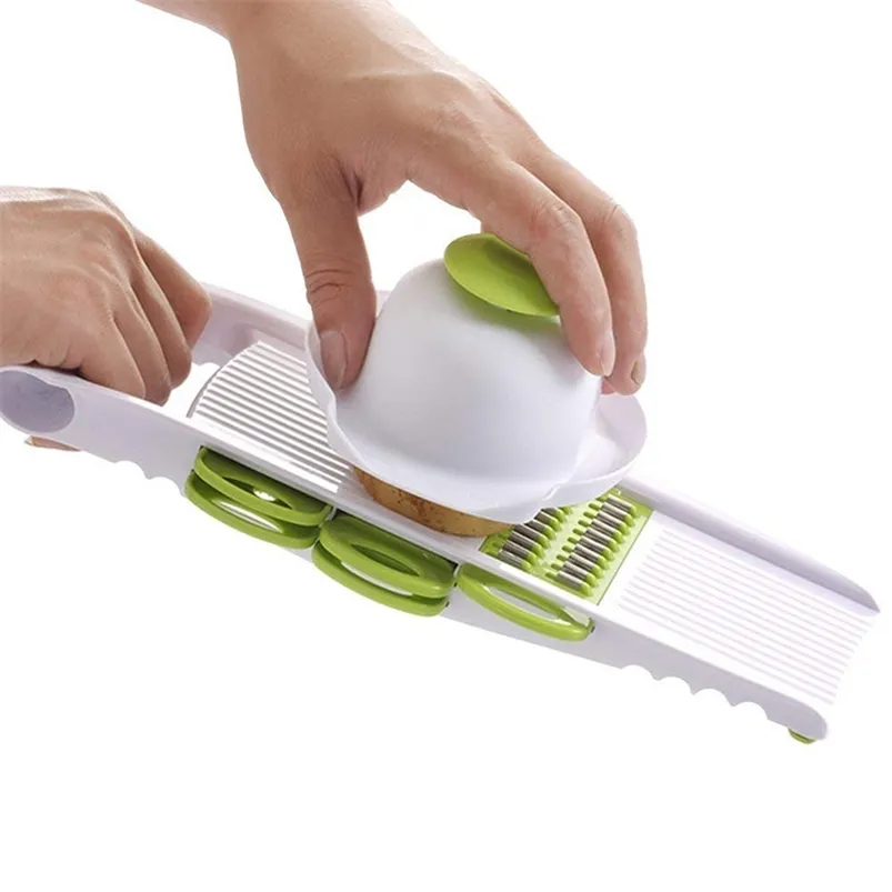 Mandoline Slicer Grater Grönsaker Cutter med 5 blad Morot Peeler Ost kök Tillbehör 210423