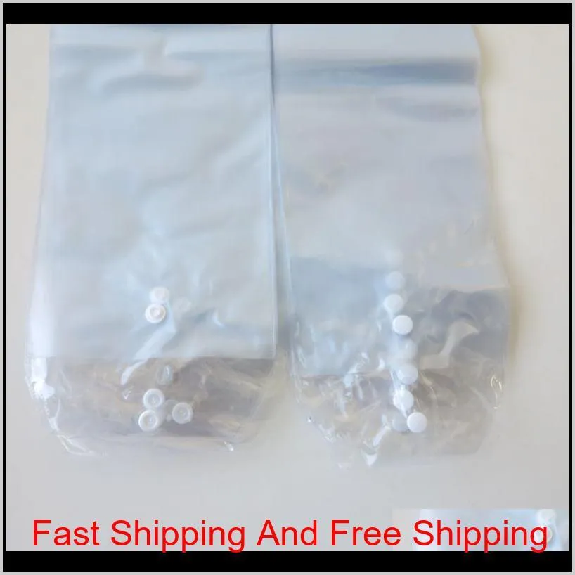 pvc plastic package bags packing bags with pothhook 12-26inch for packing hair wefts human hair extensions button closure