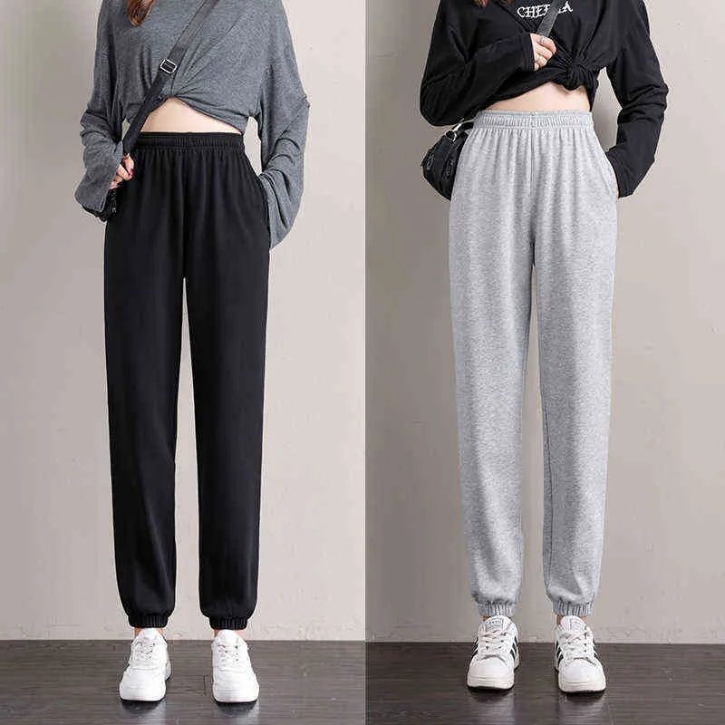 Korean Style High Waisted Joggers For Women Streetwear Harajuku Baggy  Ladies Grey Trousers In Vintage Style Plus Size From Mu01, $23.22