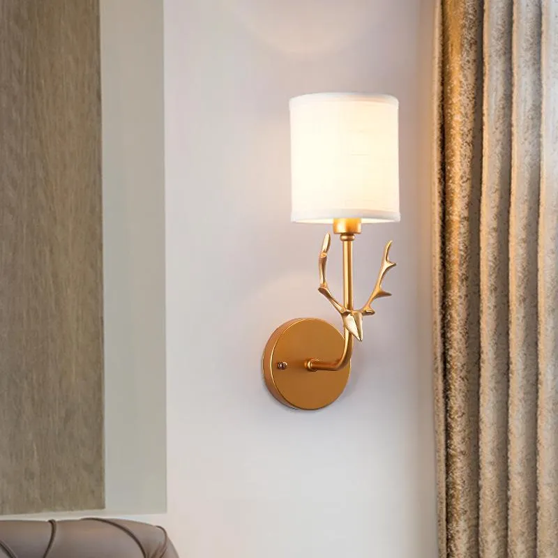 Wall Lamps European Style Creative Antler Lamp Bedroom Bedside Led Art Deco Simple Living Room Corridor Aisle Staircase Eye Protection