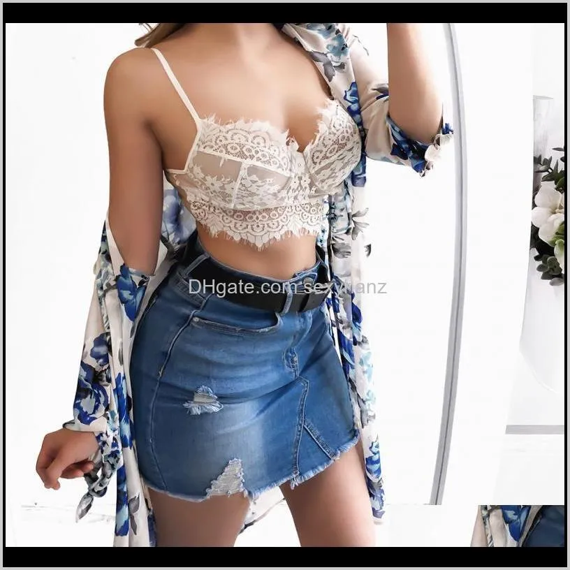 2020 new fashionable lace floral bra for women sexy bralette perspective topless top bra sleeveless charming