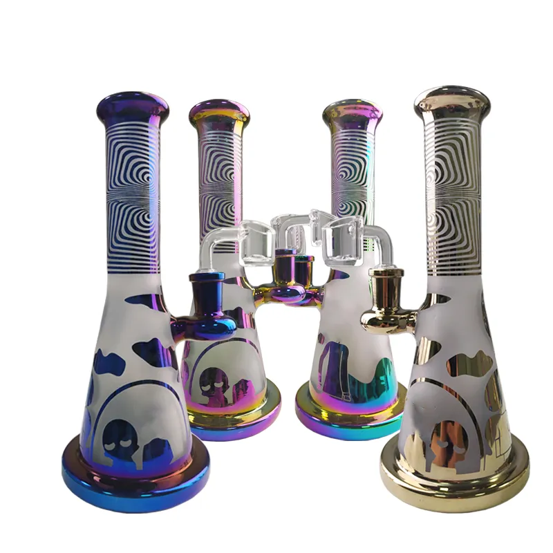 Rainbow Colorful Narguilés Bong En Verre Pomme De Douche Perc Bongs Conduites D'eau Petit Dab Oil Rigs 14.5mm Joint Femelle Avec Banger ZDWS2005