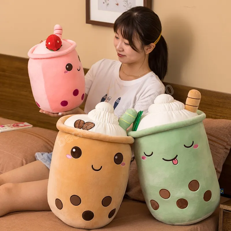 23 / 35cm Kawaii Pelushies Bubble Chá de Chá Kawaii Brinquedos Kawaii Plush Travesseiro Real Vida Real Suave Back Cushion Criança Presente de Aniversário