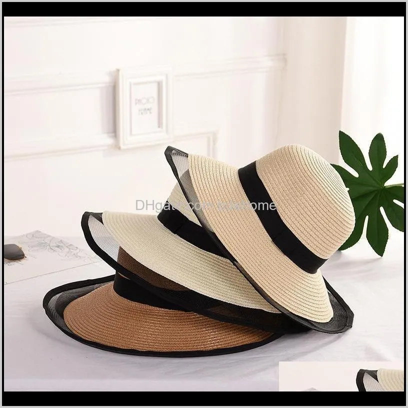 women bohemian big wide brim straw hats female summer uv-protection sun hat beach vacation bucket panama caps basin chapeau