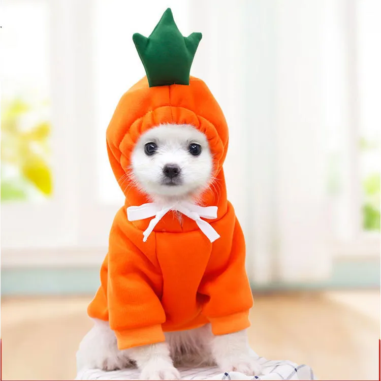 Cute Fruit Dog Clothes for Small Dogs Hoodies Warm Fleece Pet Clothing Winter Sweater Puppy Cat Coat w-01352