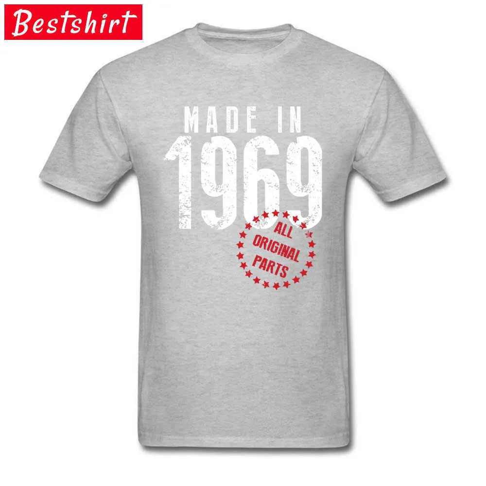 Made-In-1969-All-Original-Parts Young Prevalent Tops & Tees Crew Neck Labor Day 100% Cotton Fabric Top T-shirts Family Tee-Shirt Made-In-1969-All-Original-Parts grey
