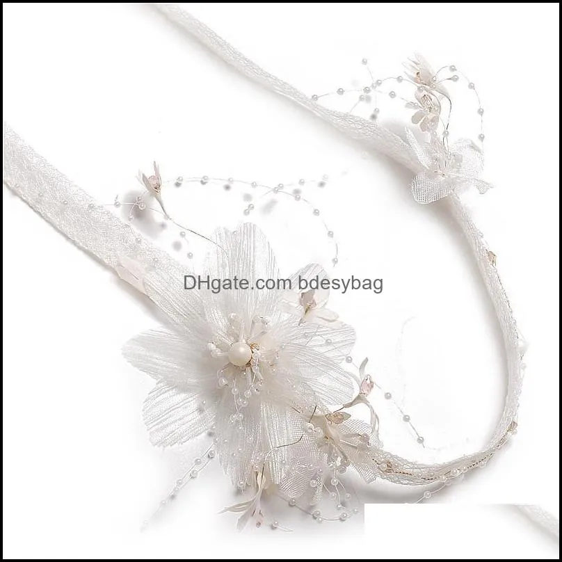 Other Bride Wedding Headdress Super Fairy Sweet Pearl Handmade Hairband Lace Accessories Romantic