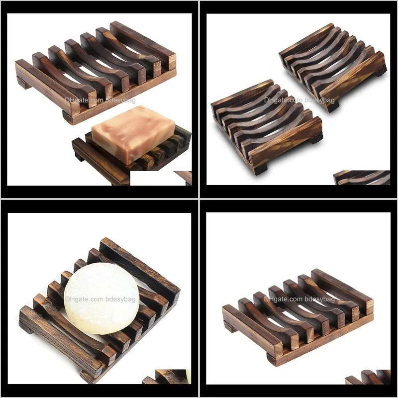 natural wooden bamboo soap dish tray holder storage soap rack plate box container for bath shower plate