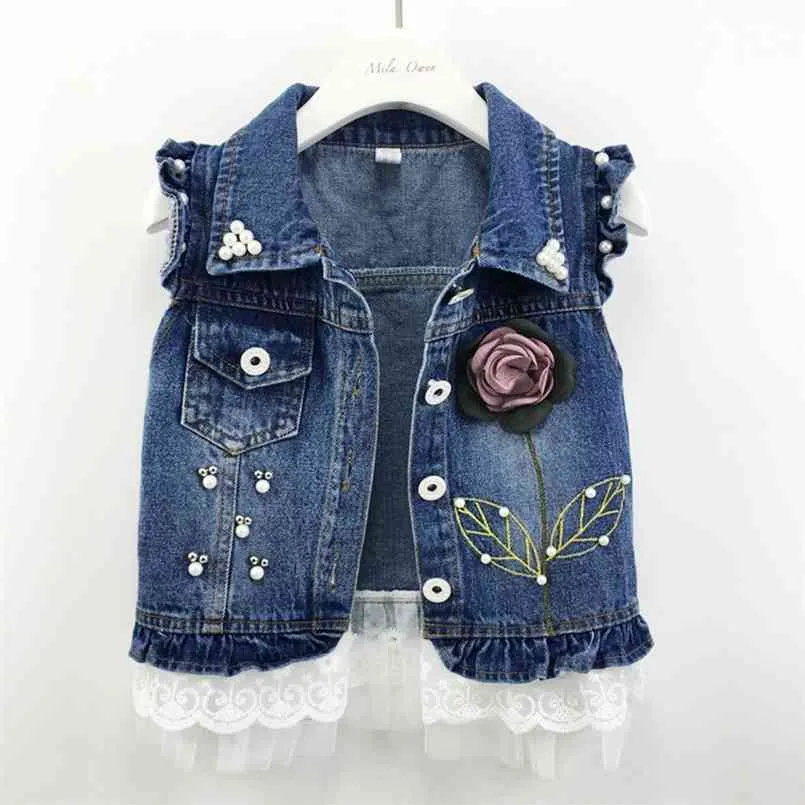 1-10T Gilet di jeans per bambini Babe Giacca di jeans Capispalla casual Abbigliamento per bambini Primavera Autunno Bebe Abbigliamento Gilet per bambini Toldder Top 210818