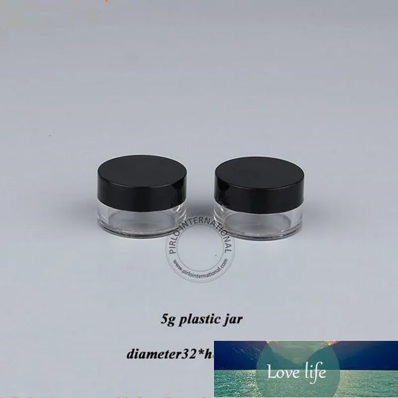 Packing Bottles 50pcs/Lot Promotion 5g Plastic Facial Cream Jar Black Cap 5ml Eyeshadow Small Container Refillable Mini Sample Packaging