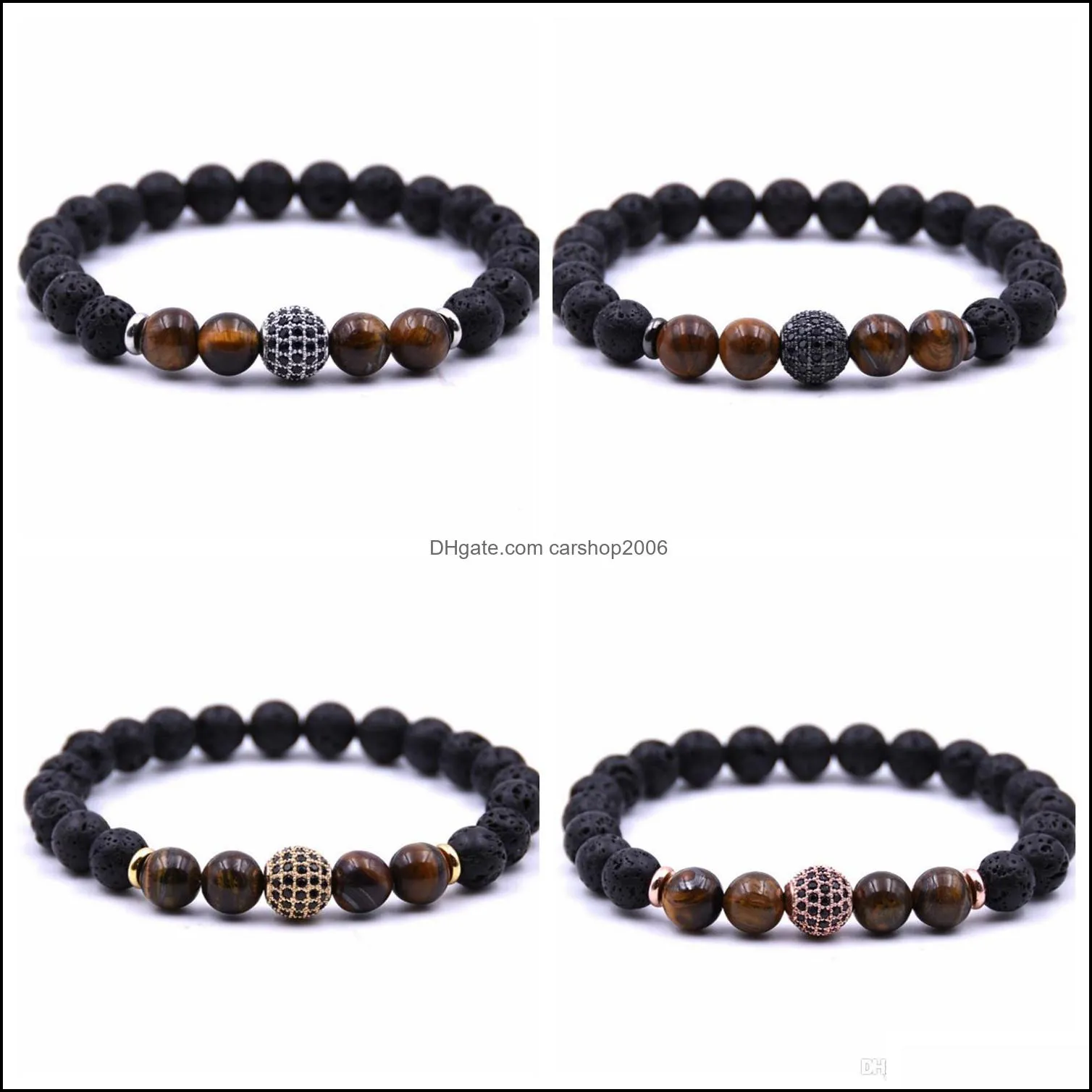 Micro-inlaid zircon beads beads men and women aura cure bracelet essential oil diffusion yoga bracelet