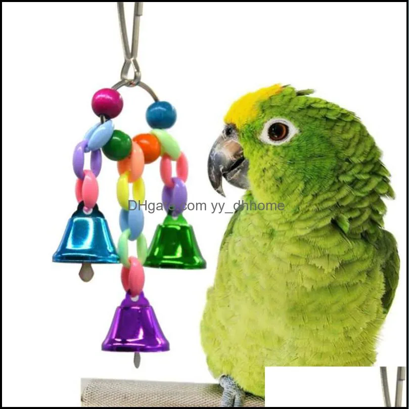 Hot Garden Colorful Beads Bells Parrot Toys Suspension Hanging Bridge Chain Pet Bird Parrot Chew Swing Toys Bird Cage Home Decoration