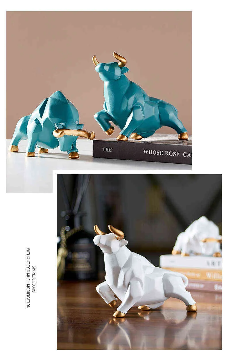 Nordic Style Bull Sculpture Resin Figurine For Modern Home