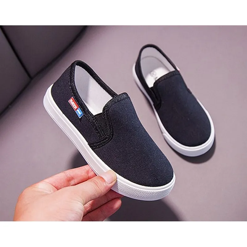 Zapatillas De Lona Sin Cordones Para Niña - Estilo Slip-on, Tallas 10 A 13, Material De Algodón, Nuevo Sin Caja