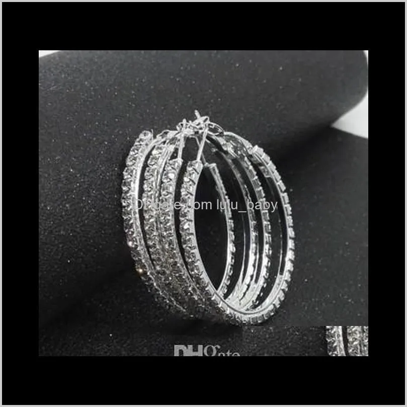 Hoop Earrings For Girls/Ladies Silver Tone Rhinestone Cluster Loop Earrings Fashion Accessories