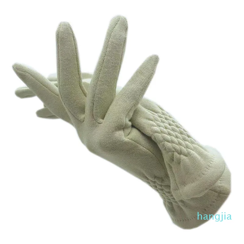 Vert hiver dames mode gants velours chaleur pur coton épaississement engrais taille D cinq doigts