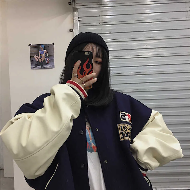 Зимняя куртка Harajuku rearewward ins punk fun vintage hip-хоп шикарный женский мода плюс размер пара с капюшоном 210608