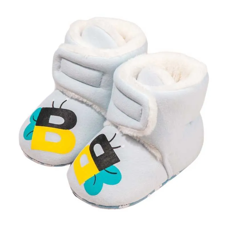 Baywell младенческие снежные ботинки детские мальчики девушки обувь мягкий противоскользящий единственный мультфильм животных предыдущая флис подкладки ботинки 0-18 м G1023