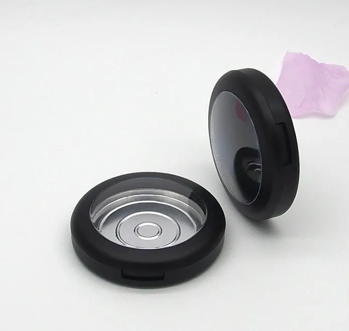 Fard à joues cosmétique vide en plastique noir mat 59mm, conteneur rond givré noir pour fard à paupières, étui pour rouge à lèvres, 2021