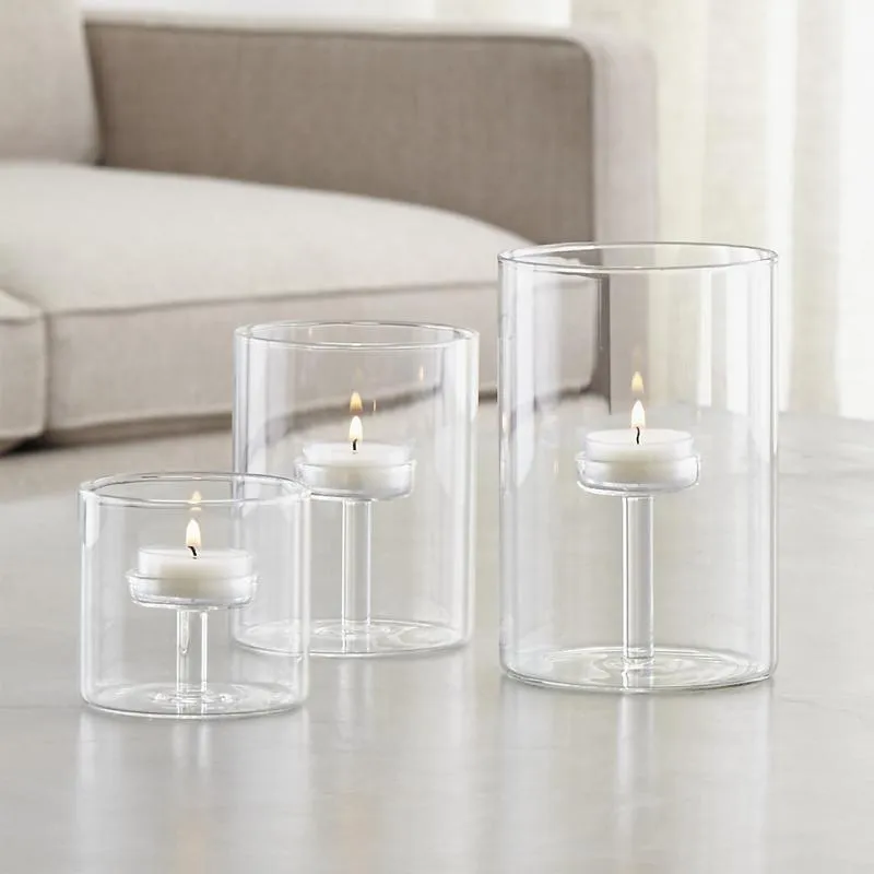 Świeczki Posiadacze Nordic Style Szkło Szkło Świecznik Minimalizm Przezroczysty Tealight Uchwyt Na Wesela Dekoracja Akcesoria Wystrój Domu