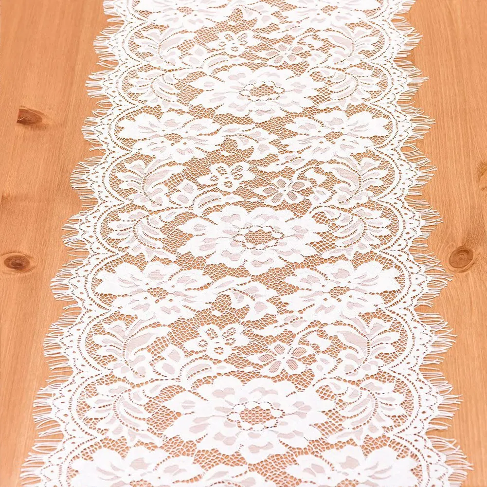 Festa de aniversário Fontes Branco Lace Table Runner Casamento Lugar Layout Casa Decoração Decoração Toalha de Tablecloth