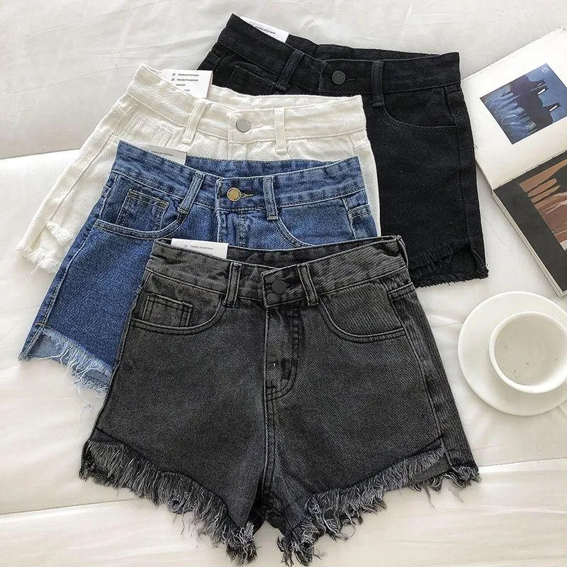 Dames jeans dames zomerse mode kwastje Jean denim shorts gewassen noodlijdende gescheurde casual Korea rits