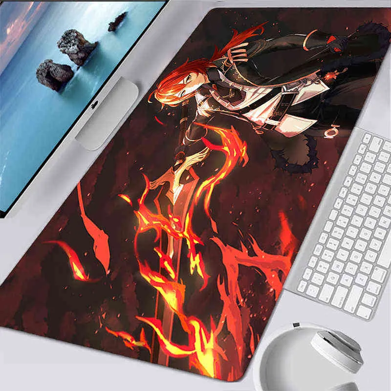 Genshin Impact Gaming Large Mouse Pad Anime Gamer Desk Mat Gamers Accessories Pc Gamer Complete Varmilo Mausepad Mice Keyboards