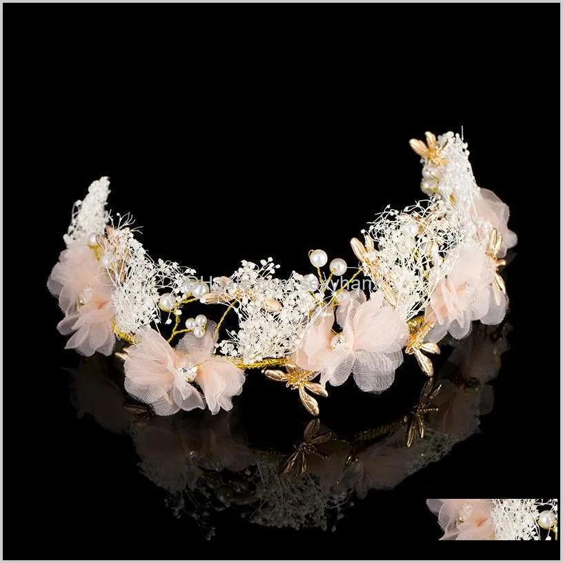 2020 tiaras veil bridal hair accessories luxury elegant fascinator western style wedding prom headpiece leaves crystal headwear