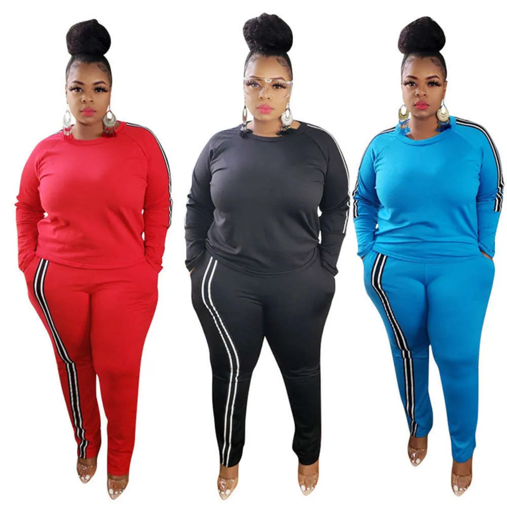 Tuta Da Ginnastica Taglie Forti 3X 5X Set Da Due Pezzi Da Donna Felpa E Pantaloni A Maniche Lunghe Abi Casual Autunno Inverno Nero Tinta Una Da 32,17 € | DHgate