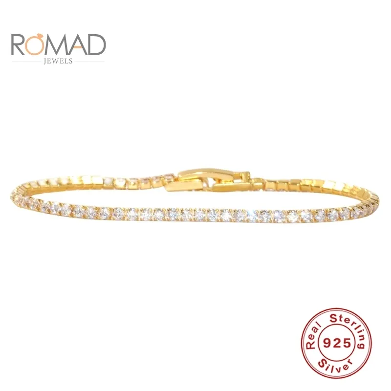 ROMAD 2.0 Luxus Tennis Joyero 925 Sterling Silber Diamant Armband Für Frauen Mode Gold Schmuck Ganze