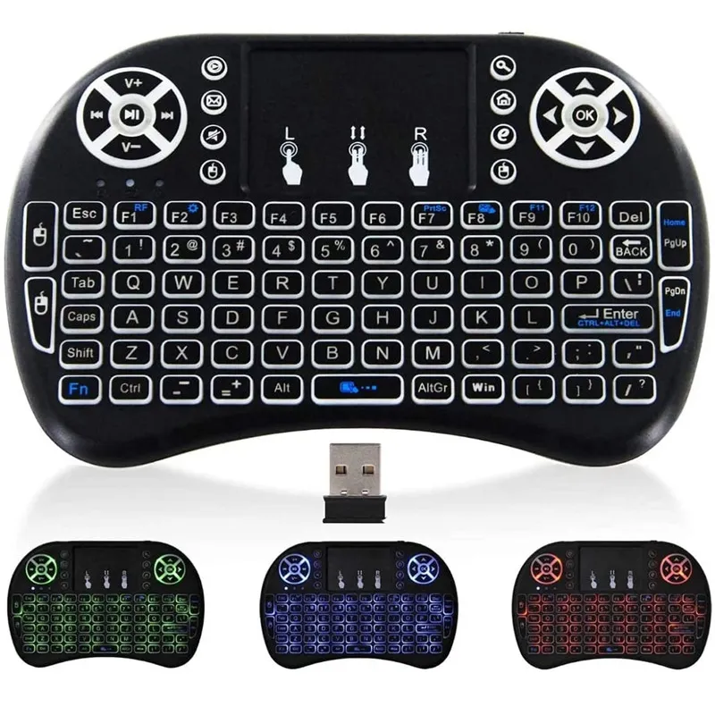 Télécommandes Mini clavier sans fil Touchpad souris rétro-éclairage 2.4G télécommande universelle pour Smart TV Box PC KDJK2112