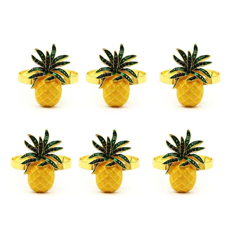 Servettringar 6st Cute Pineapple Shining Yellow Chopening Bangle Metal Wedding Present Party Supplies