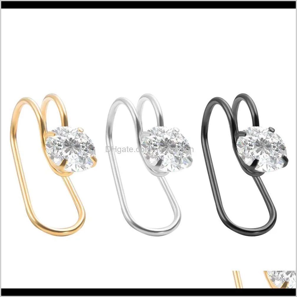 stainless steel no piercing hoop ear cuff clip on earring tragus cartilage closure rings fake 1245