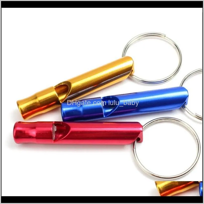 Mix Colors Mini Aluminum Alloy Whistle Keyring Keychain For Outdoor Emergency Survival Safety keychain Sport Camping Hunting64 Q2